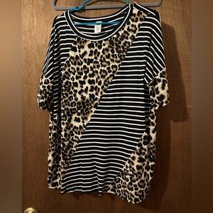 Sew in love animal print stripe shirt